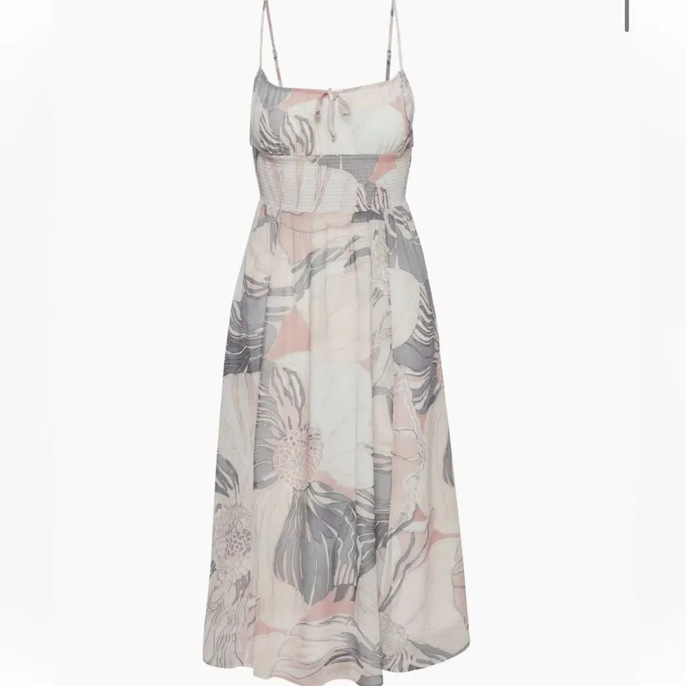 Wilfred Aritzia‎ Genoa Floral Print Smocked Waist Midi Dress Medium
